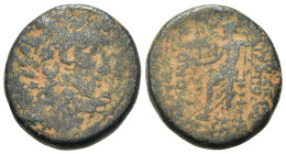 Seleukis and Pieria, Antioch, c. 1st century BC. Æ (20,4mm, 10.1g). Laureate head of Zeus r. R/ Zeus Nikephoros seated l. HGC 9, 1370-1371.