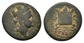 Seleukis and Pieria, Antioch. Pseudo-autonomous issue. Time of Vespasian, dated CE 126 = AD 77/8. Æ (6.55g). Turreted, draped, and veiled bust of Tych...