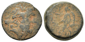 Seleukis and Pieria, Apameia, c. 1st century BC. Æ (16,7mm, 5g). Turreted and veiled head of Tyche r. R/ Victory advancing l. HGC 9, 1429.