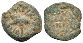 Judaea, Procurators. Antonius Felix (52-59). Æ Prutah (12mm, 1.67g, 12h), Jerusalem, struck under Claudius. ΤΙ ΚΛΑΥΔΙΟϹ ΚΑΙϹ ΑΡ ΓЄΡΜ Two crossed palm ...