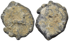 Greek 2nd-1st century BC. PB Bulla (45mm, 99,4g) Nike driving triga. R/ Blank