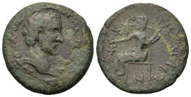 Antoninus Pius (138-161). Macedon, Amphipolis. Æ (24,8mm, 7.46g). Bare head r., with slight drapery. R/ Tyche seated l. on throne, holding poppies, gr...