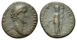 Antoninus Pius (138-161). Bithynia, Nicomedia. Æ (17mm, 3.3g). Bare head r. R/ Demeter standing l., holding corn ears and long torch. RPC IV online 55...