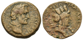 Antoninus Pius (138-161). Seleucis and Pieria, Laodicea ad Mare. Æ (24,5mm, 8.4g). Laureate head r. R/ Turreted and draped bust of Tyche r., wearing b...