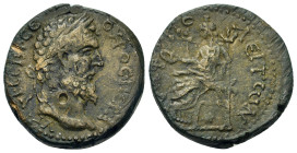 Septimius Severus (193-211). Macedon, Amphipolis. Æ (22,8mm, 9.8g). Laureate and draped bust r. R/ Tyche seated l., holding patera; beneath throne, st...