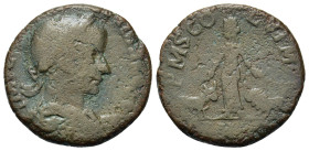 Gordian III (238-244). Moesia Superior, Viminacium Æ (28mm, 15g). Laureate, draped and cuirassed bust r. R/ Moesia standing between bull and lion.