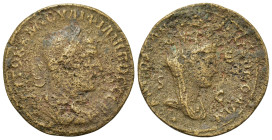 Philip I (244-249). Seleucis and Pieria, Antioch. Æ Octassarion (29,7mm, 15g). Laureate, draped, and cuirassed bust of Philip r. R/ Turreted, draped, ...