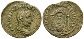 Philip I (244-249). Mesopotamia. Nisibis. Æ (25mm, 8.6g). Laureate and cuirassed bust right. R/ Tetrastyle temple containing, statue of tyche seated f...