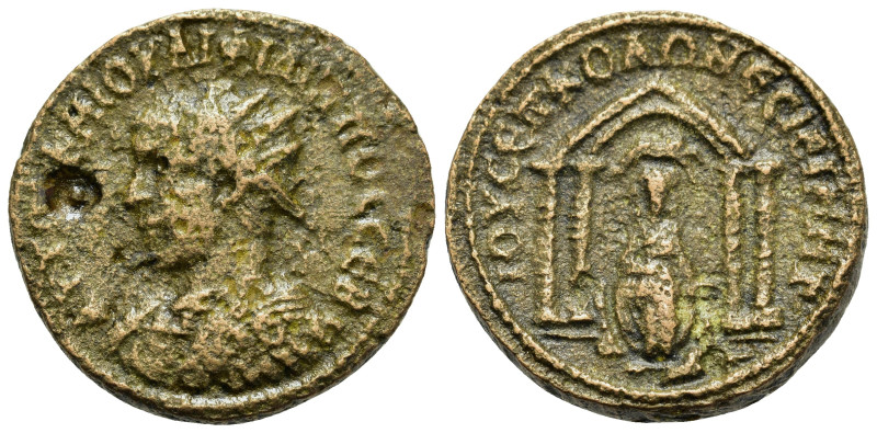 Philip II (247-249). Mesopotamia. Nisibis. Æ (25mm, 11.5g). Radiate and cuirasse...