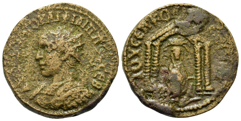 Philip II (247-249). Mesopotamia. Nisibis. Æ (25mm, 10.4g). Radiate and cuirasse...