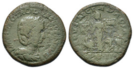 Otacilia Severa (Augusta, AD 244-249). Dacia. Æ (15,3mm, 4.2g). Diademed and draped bust r. R/ Dacia, wearing Dacian cap, standing facing, head l., ho...
