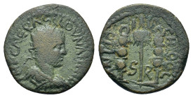 Volusianus (251-253). Pisidia, Antioch. Æ (24,7mm, 7.8g). Radiate, draped and cuirassed bust r. R/ Vexillum surmounted by eagle between two standards....