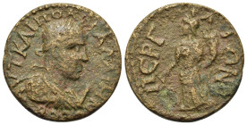 Gallienus (253-268). Pamphylia, Perge. Æ Decassarion (28,6mm, 14.4g). Diademed, draped and cuirassed bust r., I before. R/ Tyche standing l., holding ...