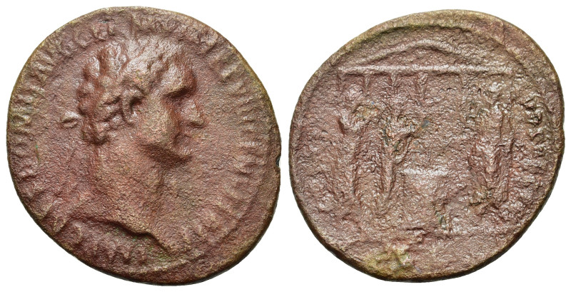 Domitian (81-96). Æ As (29.5mm, 8.81g). Secular Games issue. Rome, AD 88. Laurea...