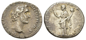 Antoninus Pius (138-161). AR Denarius (17mm, 2.7g). Rome. Bare head to right. R/ Felicitas standing to left, holding caduceus and cornucopiae. RIC III...