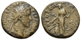 Antoninus Pius (138-161). Æ Dupondius (25,6mm, 11g). Rome, 155-156. Radiate head r. R/ Providentia standing l., pointing at large globe and holding sc...