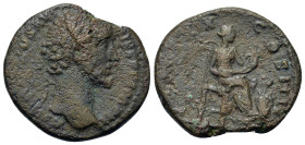 Antoninus Pius (138-161). Æ As (26,3mm, 10.4g). Rome, AD 155-156. Laureate head r. R/ Annona seated r., modius at foot, holding cornucopia in both han...