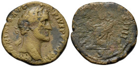 Antoninus Pius (138-161). Æ Sestertius (31,6mm, 18g). Rome. Laureate head r. R/ Figure seated l.