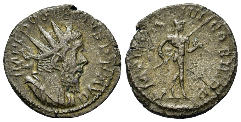 Postumus (260-269). AR Antoninianus (21mm, 3.20g). Treveri, 263-5. Radiate, drap...