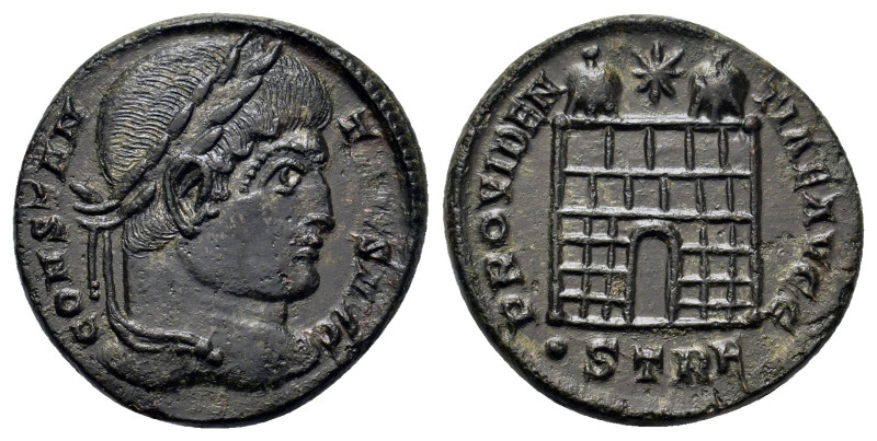 Constantine I (307/10-337). Æ Follis (17,5mm, 3.6g). Trier, AD 327-328. Laureate...