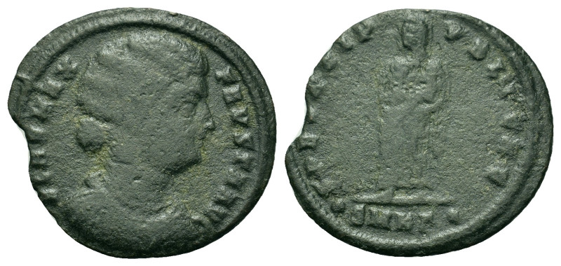 Fausta (Augusta, 324-326). Æ follis (20mm, 2g). Cyzicus, AD 324/5. Draped bust o...