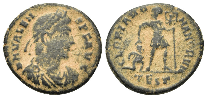 Valens (364-378). Æ Follis (18,5mm, 2.85g). Thessalonica, AD 364. Pearl-diademed...