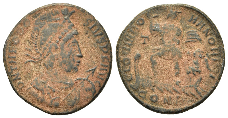 Theodosius I (379-395). Æ (21,8mm, 4.35g). Constantinople, AD 378-383. Diademed,...