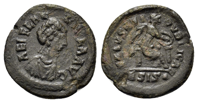 Aelia Flaccilla (379-386/8). Æ (13,4mm, 1g). Siscia. Diademed and draped bust r....