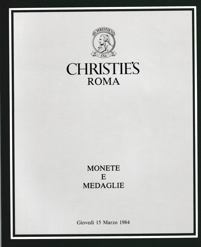 Christie's Roma, Monete e Medaglie. 15 March 1984. 87pp, 14 b/w plates.