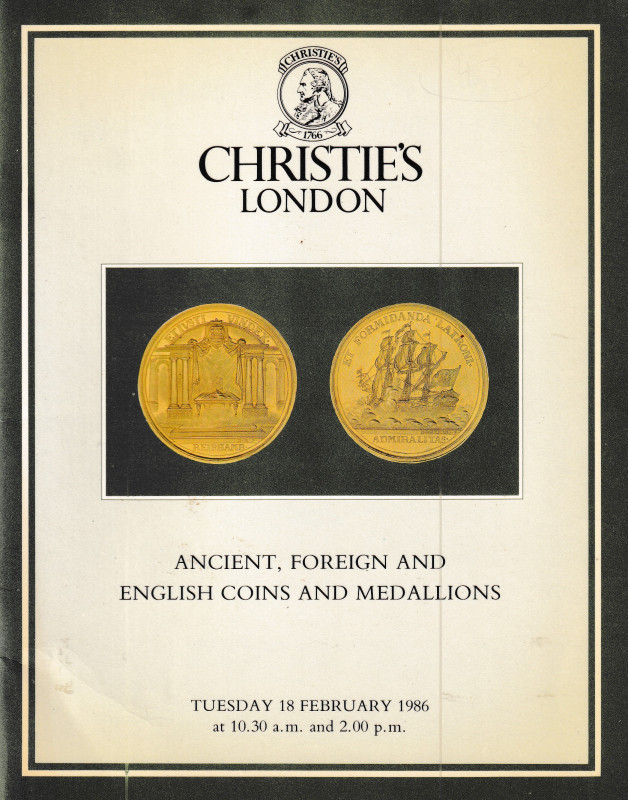 Christie's, Ancient, Foreign and English Coins and Medallions. 18 February 1986....