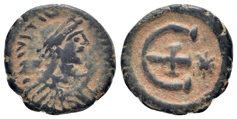 Justinian I (527-565). Æ 5 Nummi (15mm, 2.26g, 12h). Theoupolis (Antioch), c. 55...