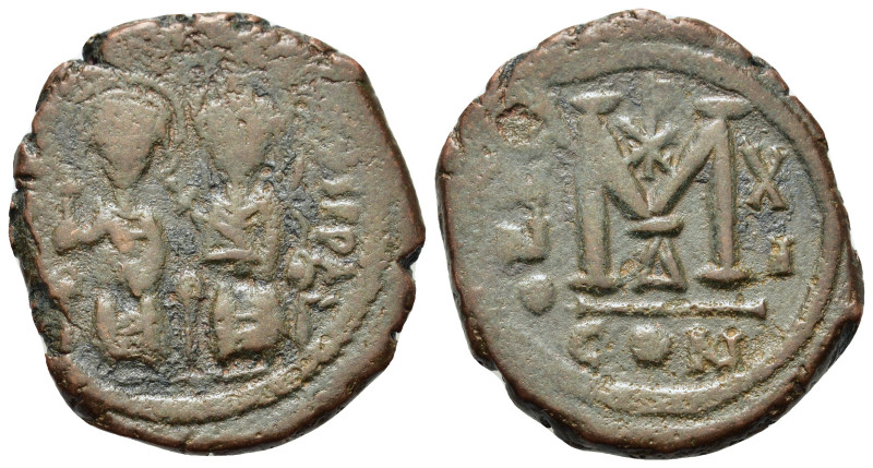 Justin II and Sophia (565-578). Æ 40 Nummi (27mm, 13.4g). Constantinople, year 1...