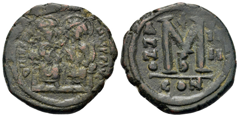 Justin II and Sophia (565-578). Æ 40 Nummi (28,2mm, 12.6g). Constantinople, year...