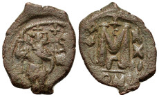 Heraclius (610-641). Æ 40 Nummi (20,8mm, 4.8g). Constantinople, year 21 (630/31). Heraclius, holding long cross, and Heraclius Constantine, holding gl...