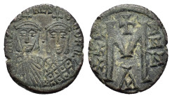 Michael I Rhangabe with Theophylactus (811-813). Æ Follis (19,7mm, 4.56g). Constantinople. Crowned facing busts of Michael and Theophylactus. R/ Large...