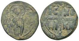 Anonymous, time of Michael IV, c. 1034-1041. Æ 40 Nummi (27,1mm, 8.9g). Constantinople. Christ Antiphonetes standing facing, holding Gospels. R/ IC-XC...