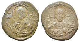 Romanus IV, Diogenes (1068-1071). Æ Follis (7.45g). IC-XC to left and right of bust of Christ, nimbate, facing, right hand raised, scroll in left, all...