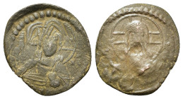Romanus IV, Diogenes (1068-1071). Æ Follis (4.5g). IC-XC to left and right of bust of Christ, nimbate, facing, right hand raised, scroll in left, all ...