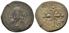 Anonymous, time of Nicephorus III Botaniates (1078-1081). Æ Follis Constantinople Follis (24mm, 5,23g.) IC XC, facing bust of Christ Pantokrator R/ La...