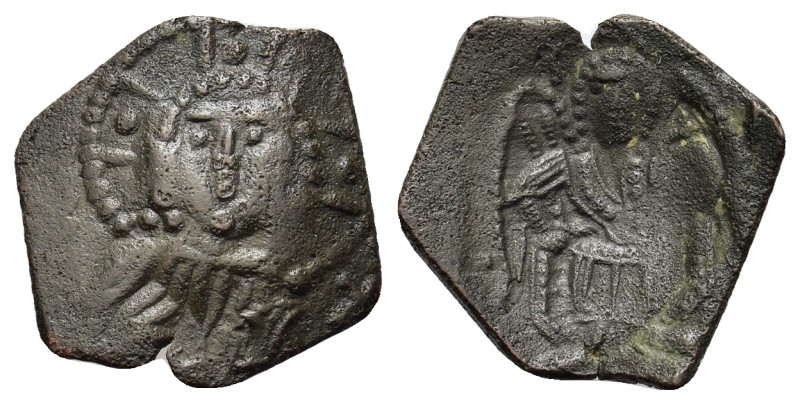 Latin Rulers of Constantinople (1204-1261). Æ Trachy (19,6mm, 1.8g). Nimbate bus...