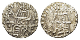 Bulgaria, Theodore Svetoslav (1300-1322). AR Groš (15mm, 2.20g). Christ Pantokrator seated facing on throne. R/ Theodore standing facing, holding cruc...