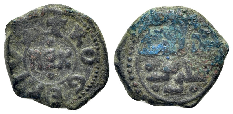 Italy, Messina. Tancredi and Ruggero (1089-1194). Æ Follaro (14mm, 1.77g, 12h). ...