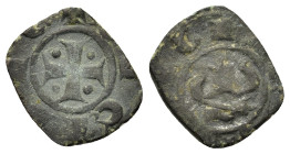 Italy, Messina, Manfredi (1258-1266). Denaro (12mm, 1g). Large M. R/ Cross. Spahr 217.