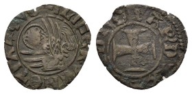 Italy, Venezia. Andrea Contarini (1367-1382). BI Tornesello (13,8mm, 2.3g). Cross. R/ Nimbate lion seated l., holding gospels. Cf. Ans A.Stahl 8.