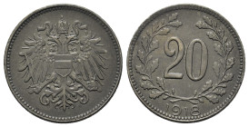 Austria. Charles I (1916-1918). IR 	20 Heller 1918. (21mm, 3,5g).