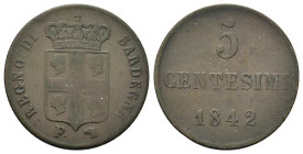 Italy, Kingdom of Sardinia. 	Charles Albert (1831-1849). AE 5 Cent 1842. (23,8mm, 4,9g).