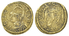 Germany. AE Token. Bust of Alexander the Great. R/ Dove. (16,4mm, 0.5g).