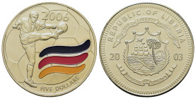 Liberia. Republic. AR 5 Dollars 2003. (33,1mm, 10,4g).