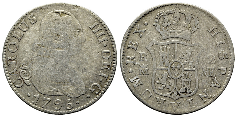 Spain. Carlos IV (1788-1808). AR 2 Reales 1795 (25mm, 5.65g, 12h), Madrid mint.