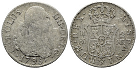 Spain. Carlos IV (1788-1808). AR 2 Reales 1795 (25mm, 5.57g, 12h), Madrid mint.
